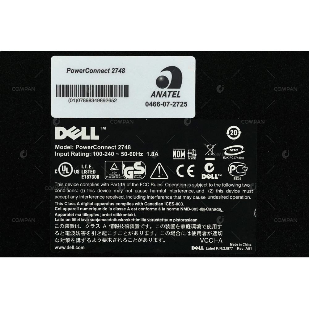 UY486 DELL POWERCONNECT 2748 48-PORT 1GB ETHERNET 4-PORT 1GB SFP SWITCH